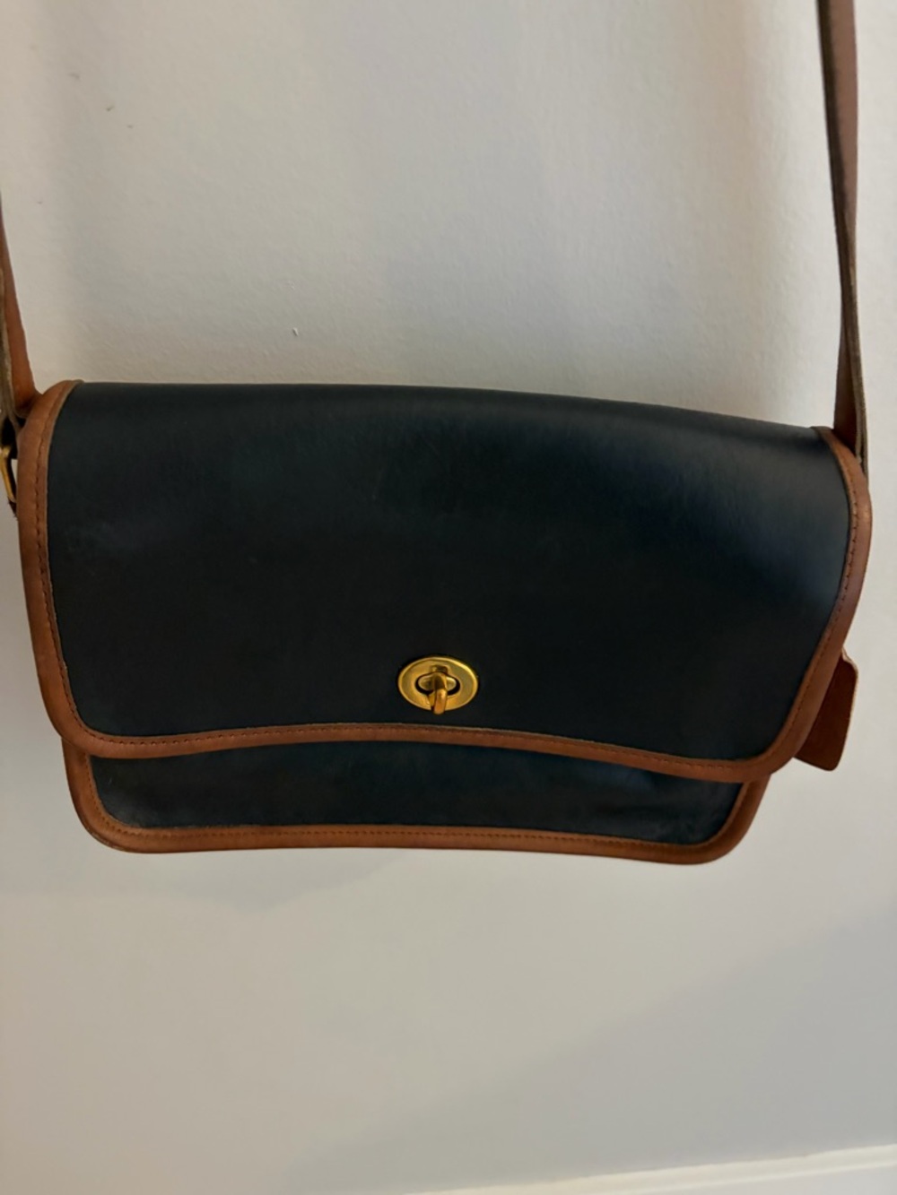 Vintage Coach Spectator Black and Brown Leather Crossbody Bag